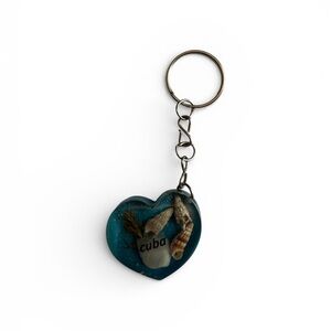 Cuba Heart-Shaped Keychain with Seashells